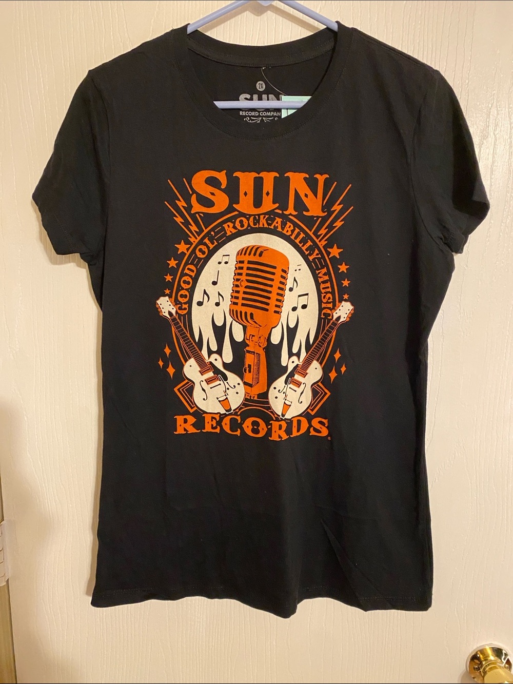 SUN Records Black Short Sleeve Graphic Tee - Orange Print